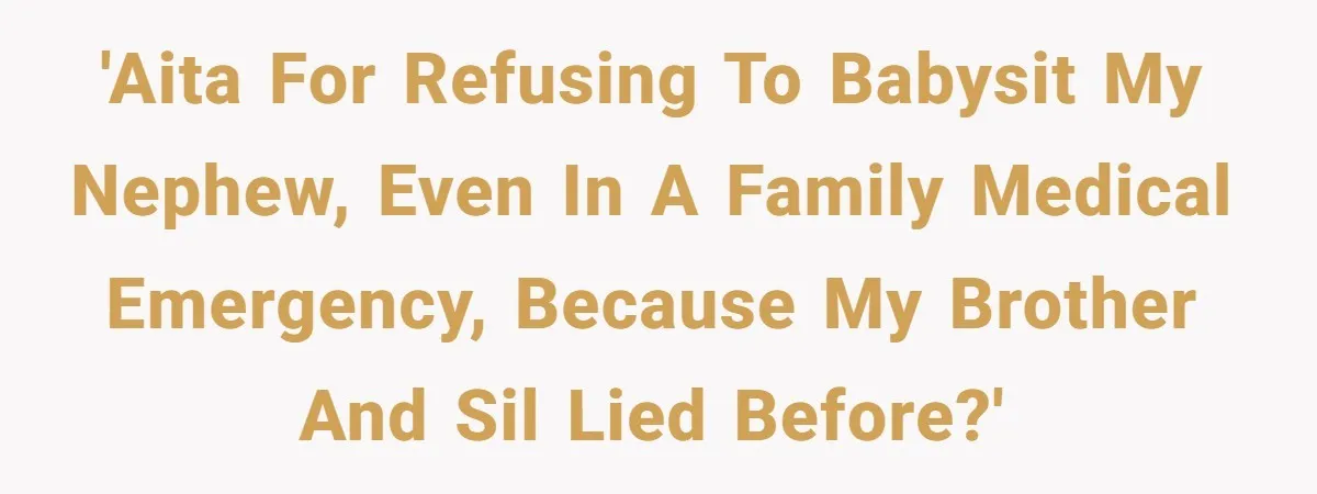 'AITA for refusing to babysit my nephew, even in a family medical emergency, because my brother and SIL lied before?'
