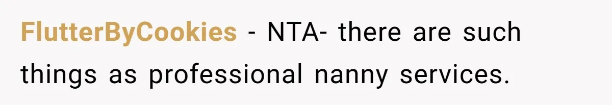 FlutterByCookies − NTA- there are such things as professional nanny services.