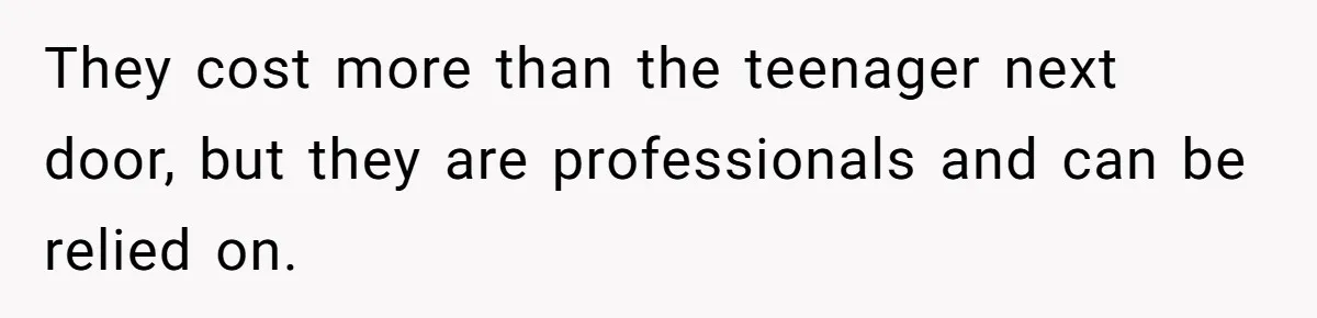 They cost more than the teenager next door, but they are professionals and can be relied on.