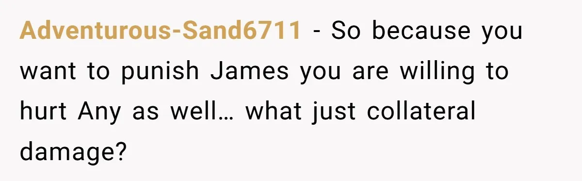 Adventurous-Sand6711 − So because you want to punish James you are willing to hurt Any as well… what just collateral damage?