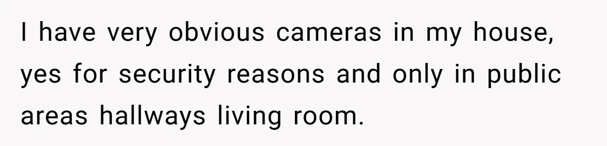 I have very obvious cameras in my house, yes for security reasons and only in public areas hallways living room.