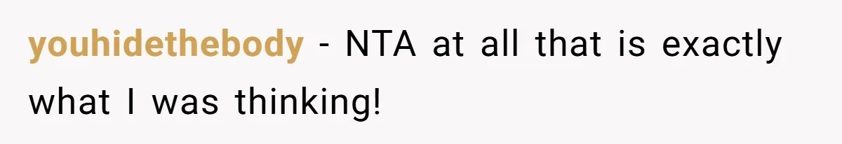 youhidethebody − NTA at all that is exactly what I was thinking!