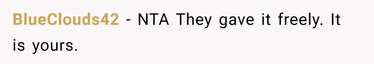 BlueClouds42 − NTA They gave it freely. It is yours.