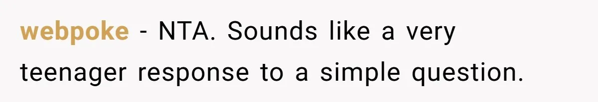 webpoke − NTA. Sounds like a very teenager response to a simple question.