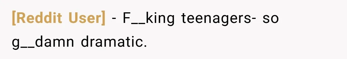[Reddit User] − F__king teenagers- so g__damn dramatic.