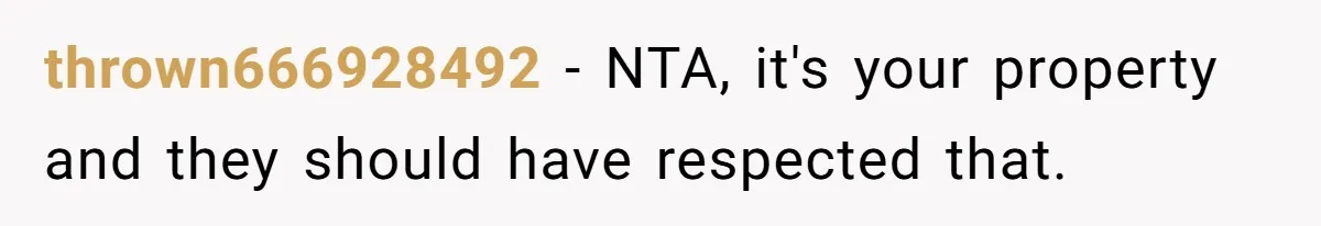 thrown666928492 − NTA, it's your property and they should have respected that.