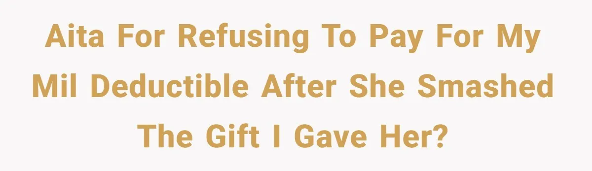 AITA for refusing to pay for my MIL deductible after she smashed the gift I gave her?