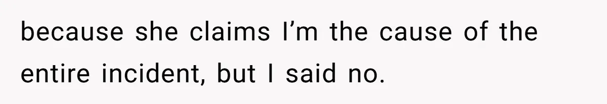 because she claims I’m the cause of the entire incident, but I said no.
