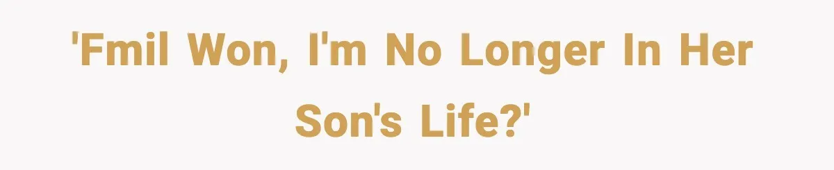 'FMIl won, I'm no longer in her son's life?'