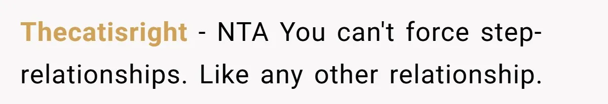 Thecatisright − NTA You can't force step-relationships. Like any other relationship.