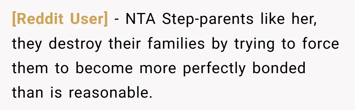 [Reddit User] − NTA Step-parents like her, they destroy their families by trying to force them to become more perfectly bonded than is reasonable.