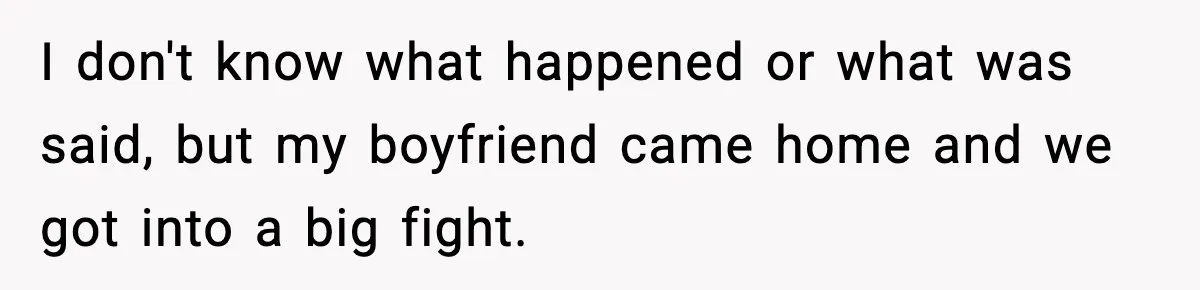 I don't know what happened or what was said, but my boyfriend came home and we got into a big fight.