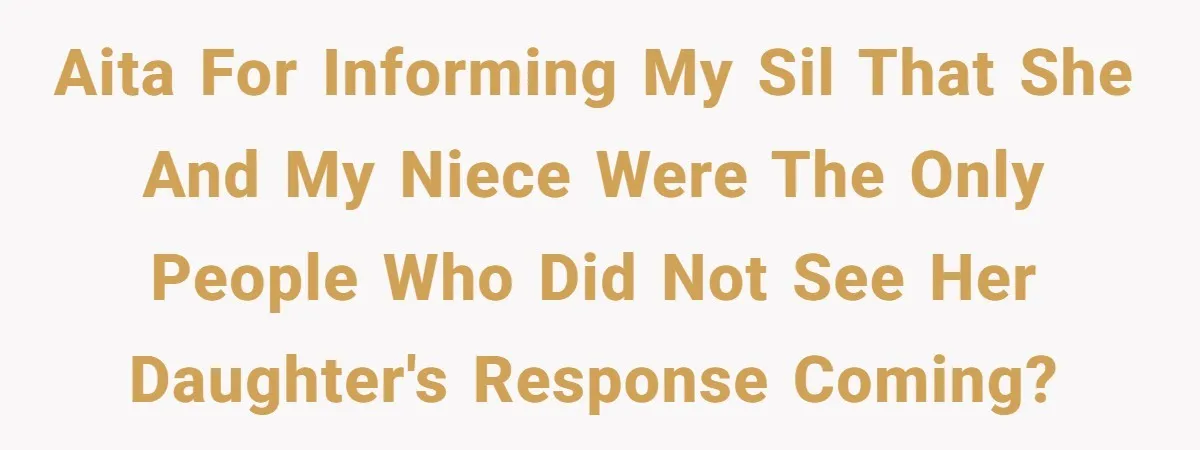 AITA for informing my SIL that she and my niece were the only people who did not see her daughter's response coming?