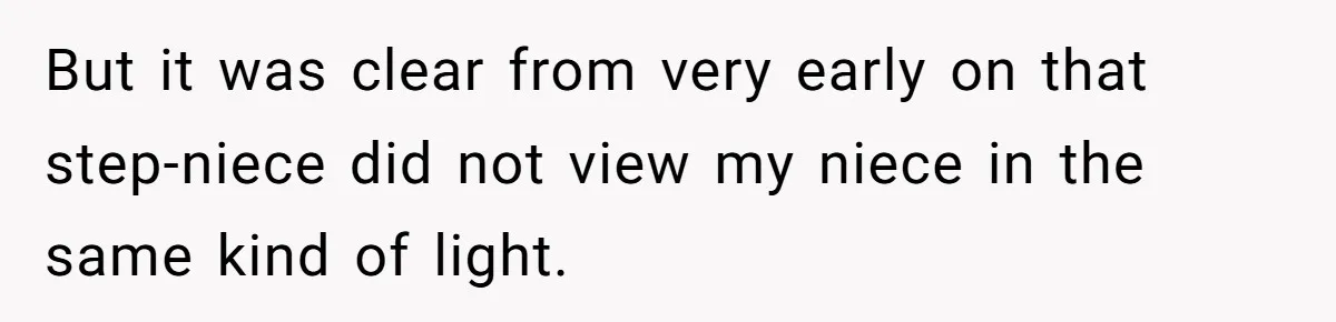 But it was clear from very early on that step-niece did not view my niece in the same kind of light.