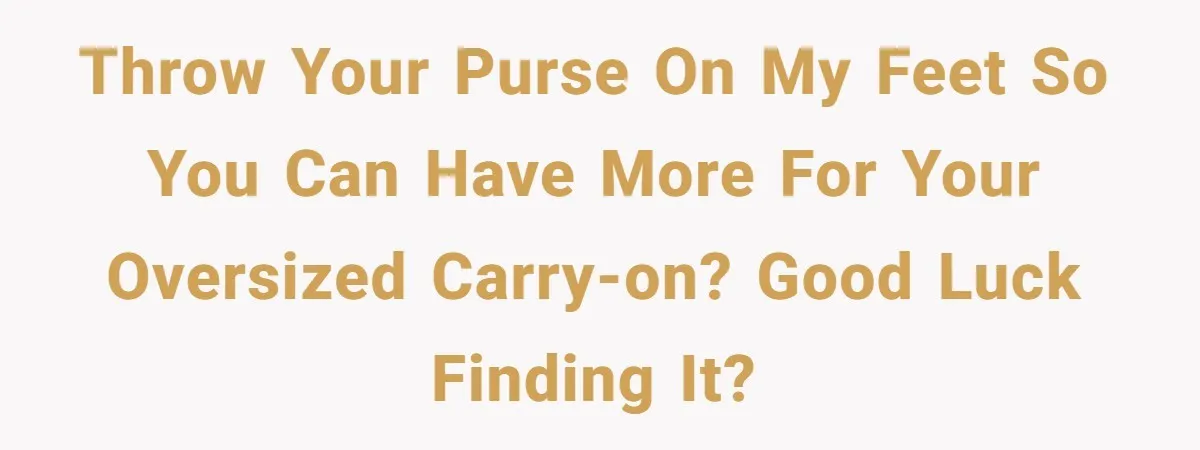 Throw your purse on my feet so you can have more for your oversized carry-on? Good luck finding it?