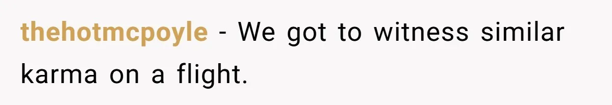 thehotmcpoyle − We got to witness similar karma on a flight.