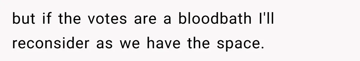 but if the votes are a bloodbath I'll reconsider as we have the space.