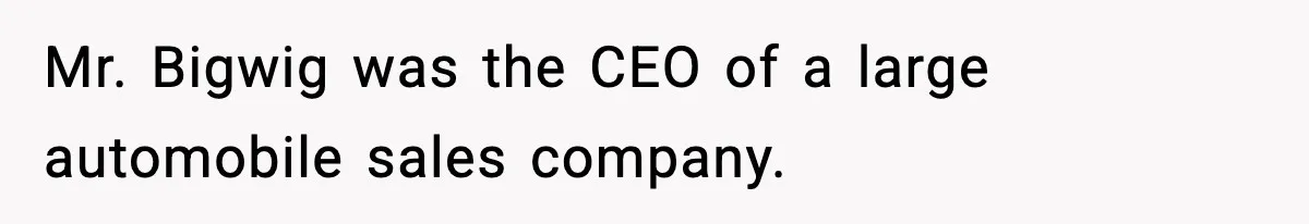 Mr. Bigwig was the CEO of a large automobile sales company.