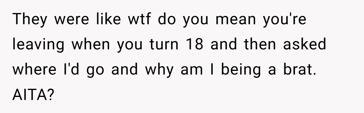 They were like wtf do you mean you're leaving when you turn 18 and then asked where I'd go and why am I being a brat. AITA?