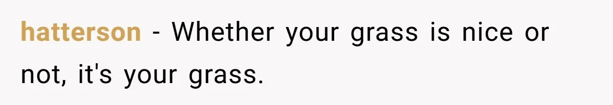 hatterson − Whether your grass is nice or not, it's your grass.