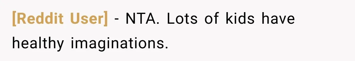 [Reddit User] − NTA. Lots of kids have healthy imaginations.