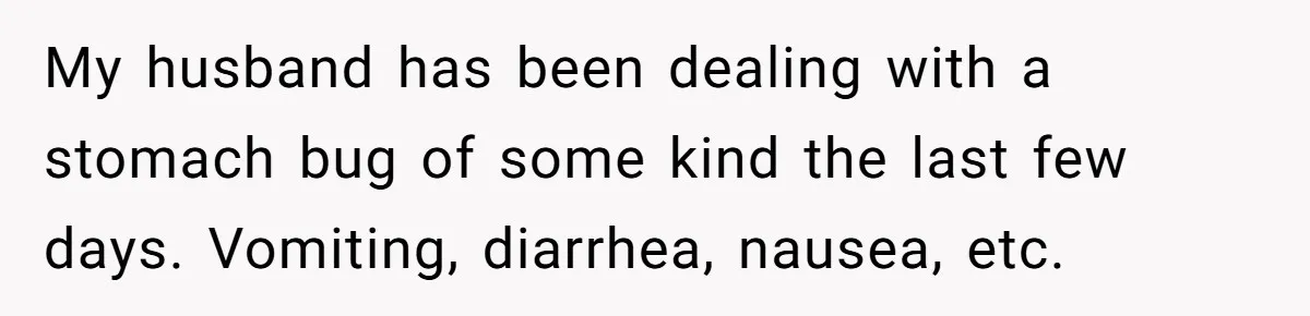 My husband has been dealing with a stomach bug of some kind the last few days. Vomiting, diarrhea, nausea, etc.