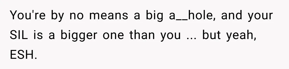You're by no means a big a__hole, and your SIL is a bigger one than you ... but yeah, ESH.
