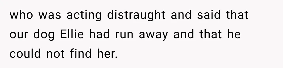 who was acting distraught and said that our dog Ellie had run away and that he could not find her.