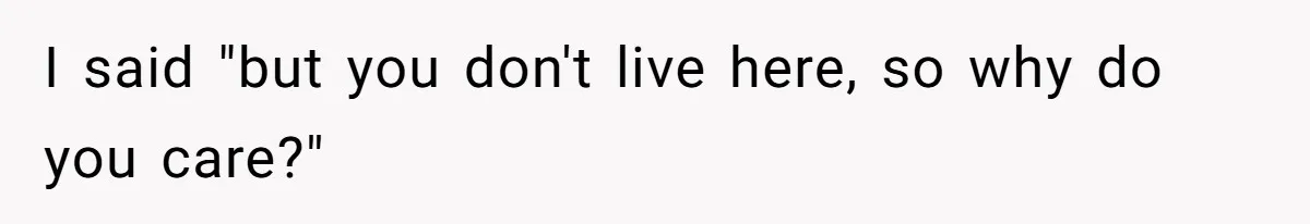 I said "but you don't live here, so why do you care?"