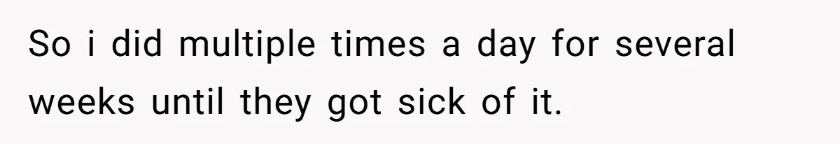 So i did multiple times a day for several weeks until they got sick of it.