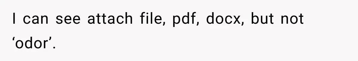 I can see attach file, pdf, docx, but not ‘odor’.