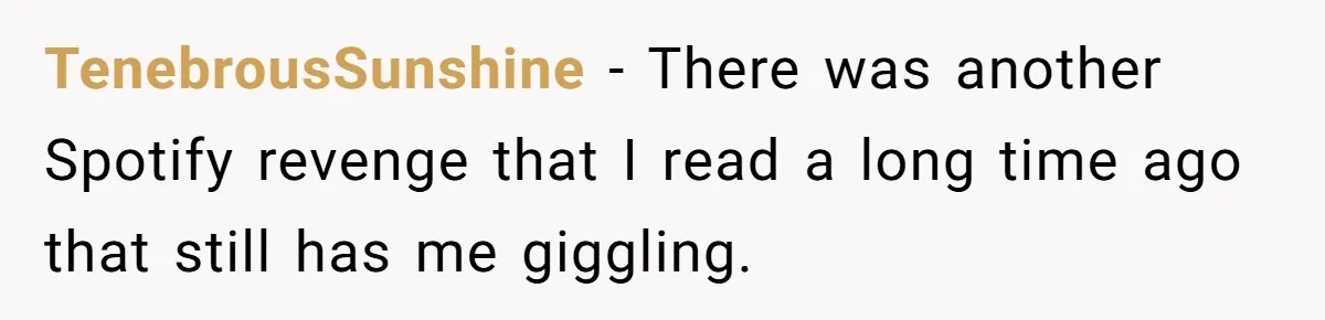 College Buddy Vanished After Using Loyal Friend, Then Faces Petty Music Payback Years Later TenebrousSunshine − There was another Spotify revenge that I read a long time ago that still has me giggling.