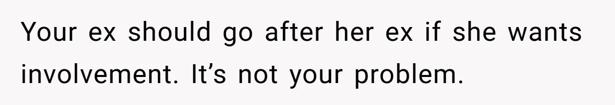 Your ex should go after her ex if she wants involvement. It’s not your problem.