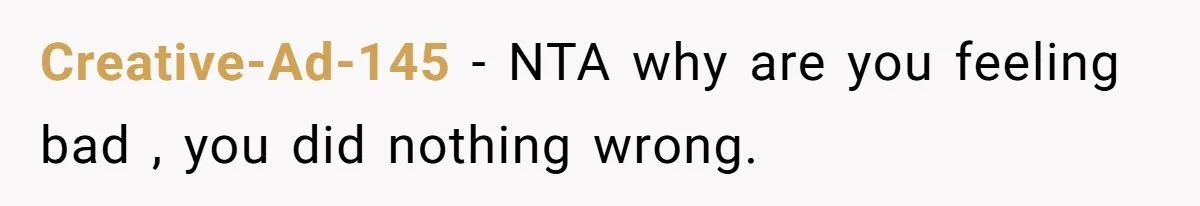 Creative-Ad-145 − NTA why are you feeling bad , you did nothing wrong.