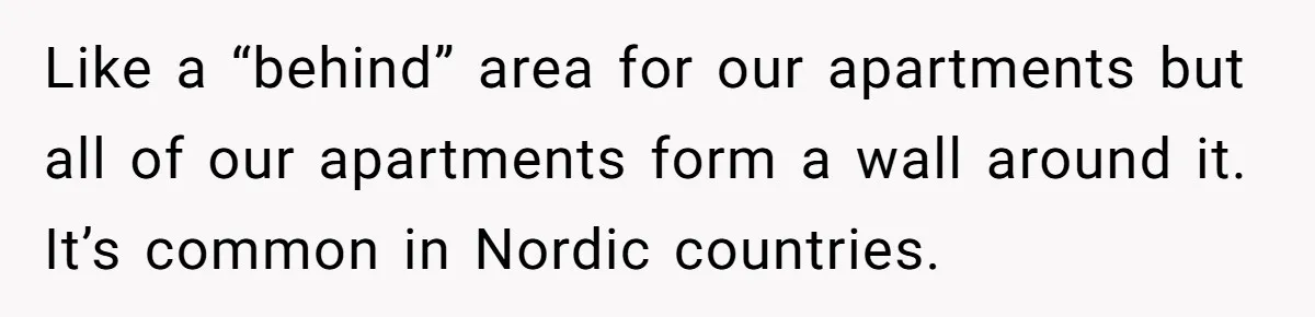 Like a “behind” area for our apartments but all of our apartments form a wall around it. It’s common in Nordic countries.