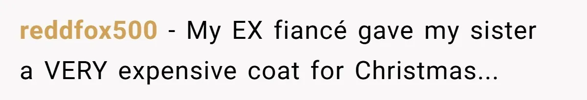 reddfox500 − My EX fiancé gave my sister a VERY expensive coat for Christmas...