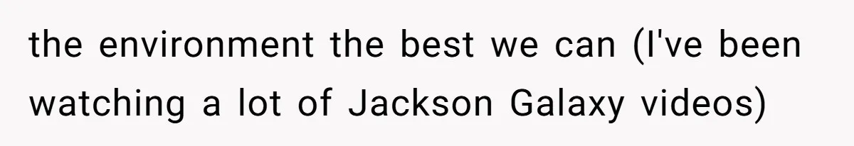 the environment the best we can (I've been watching a lot of Jackson Galaxy videos)