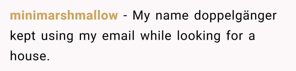 minimarshmallow − My name doppelgänger kept using my email while looking for a house.