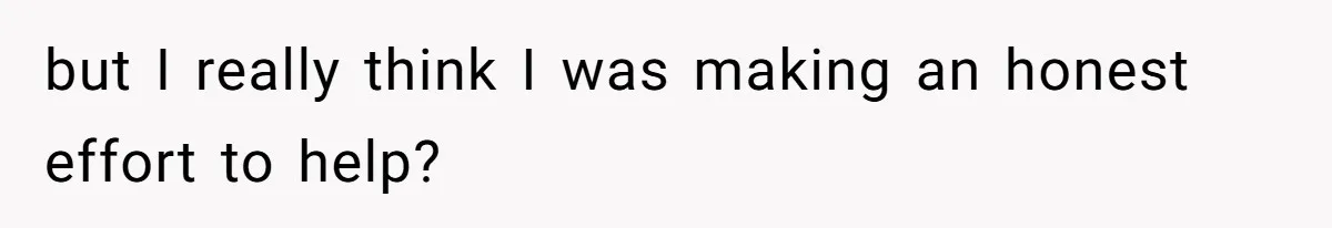 but I really think I was making an honest effort to help?