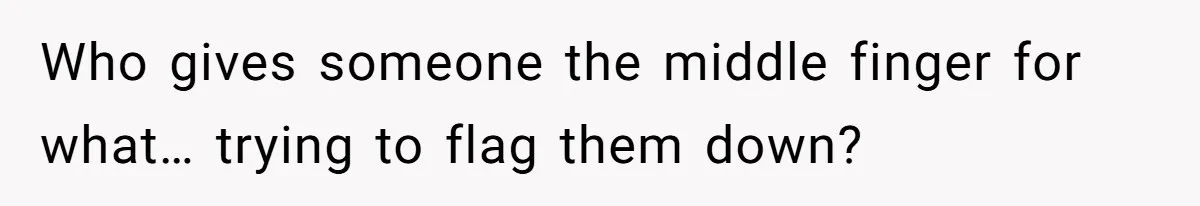 Who gives someone the middle finger for what… trying to flag them down?
