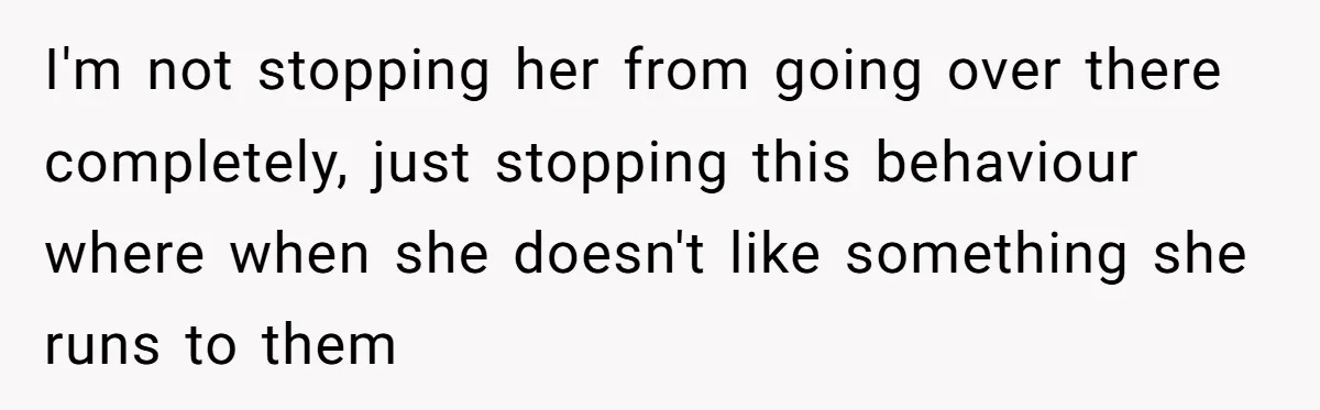 I'm not stopping her from going over there completely, just stopping this behaviour where when she doesn't like something she runs to them