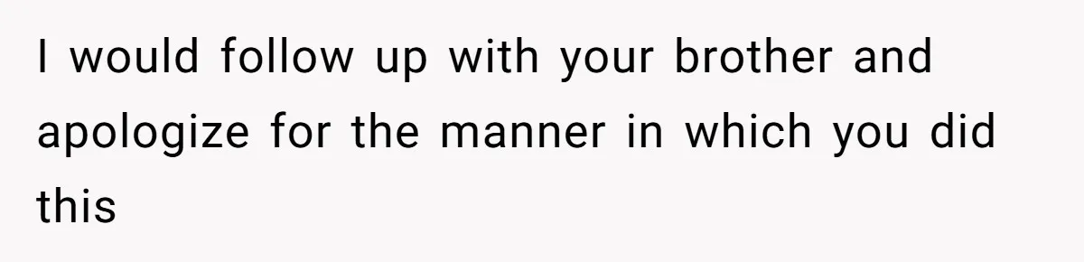I would follow up with your brother and apologize for the manner in which you did this