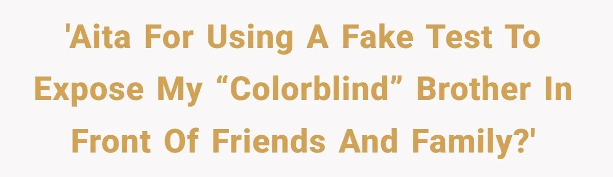 'AITA for using a fake test to expose my “colorblind” brother in front of friends and family?'