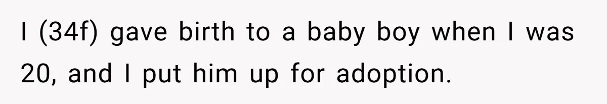 SIL Interviews Birth Mother And Expects A Tragic Adoption Story, Got Brutal Honesty Instead I (34f) gave birth to a baby boy when I was 20, and I put him up for adoption.