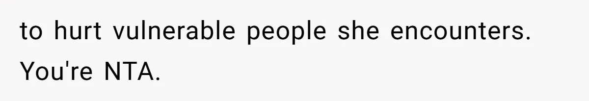 SIL Interviews Birth Mother And Expects A Tragic Adoption Story, Got Brutal Honesty Instead to hurt vulnerable people she encounters. You're NTA.