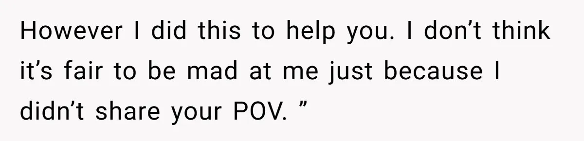 SIL Interviews Birth Mother And Expects A Tragic Adoption Story, Got Brutal Honesty Instead However I did this to help you. I don’t think it’s fair to be mad at me just because I didn’t share your POV. ”