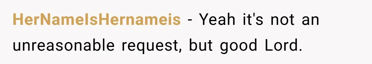 HerNameIsHernameis − Yeah it's not an unreasonable request, but good Lord.