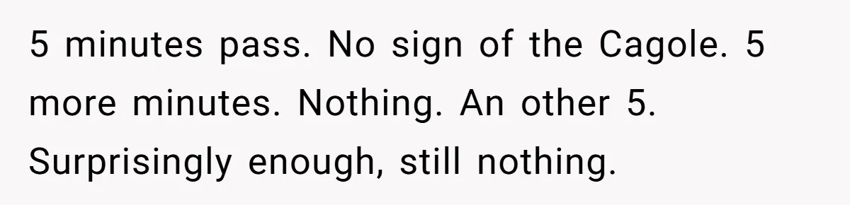 5 minutes pass. No sign of the Cagole. 5 more minutes. Nothing. An other 5. Surprisingly enough, still nothing.