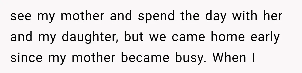 see my mother and spend the day with her and my daughter, but we came home early since my mother became busy. When I