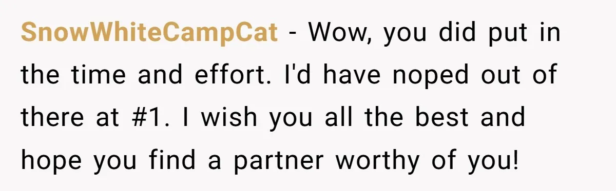 SnowWhiteCampCat − Wow, you did put in the time and effort. I'd have noped out of there at #1. I wish you all the best and hope you find a...